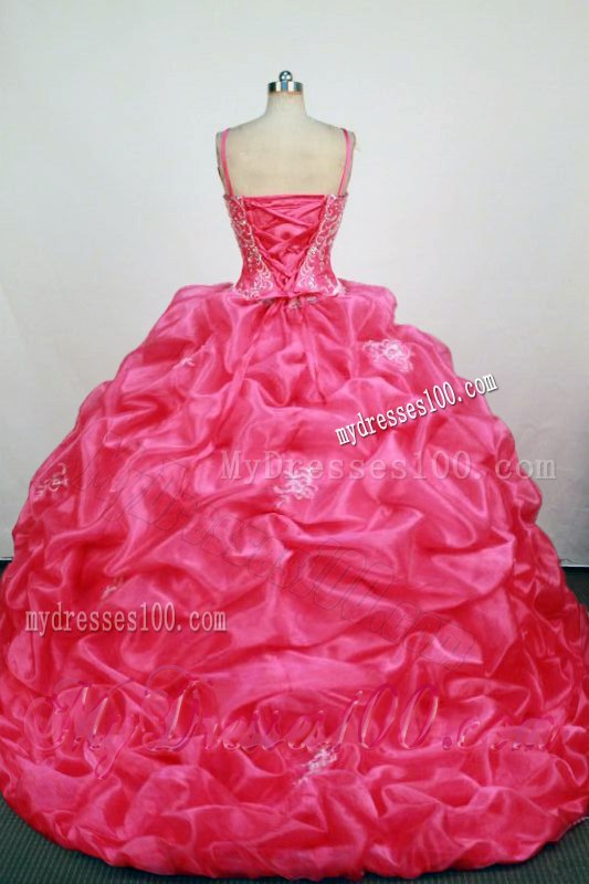 Straps Beaded Appliques and Rolling Flowers Decorated Sweet 16 Dresses